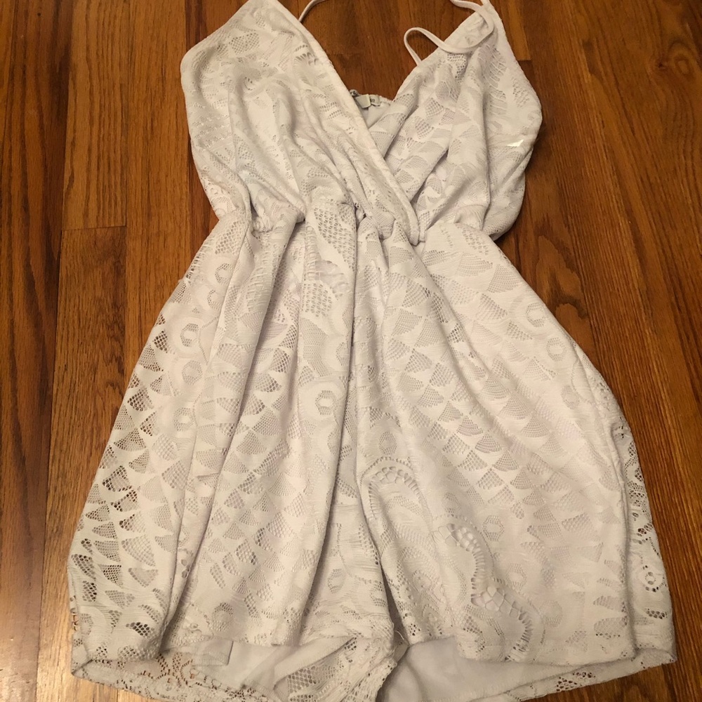 White spaghetti strap romper